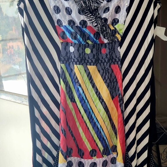 Funky - dots, stripes, multi-coloured lace, rivets Tango Mango collection Sz L - Picture 5 of 11
